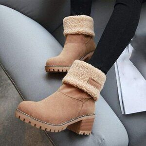 New (WOT) SO SIMPOK Women's Slip On Warm Ankle Boots Block Heel Winter Boots